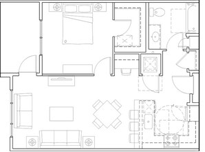 1 Bed 1 Bath B 5121 floor plan